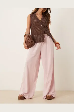 ASOS Linen blend pull on trouser in dusty