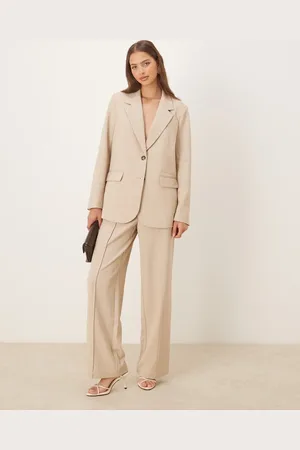 Y.A.S High waist wide leg tailored trouser co-ord in cream