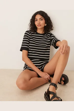 Brave Soul Co-ord short sleeve knitted t-shirt in and white stripe