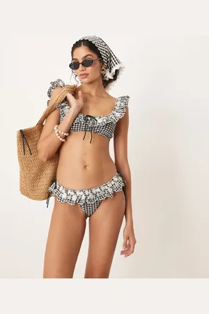 For Love & Lemons Daisy Lane Bikini bottom co-ord in mono gingham