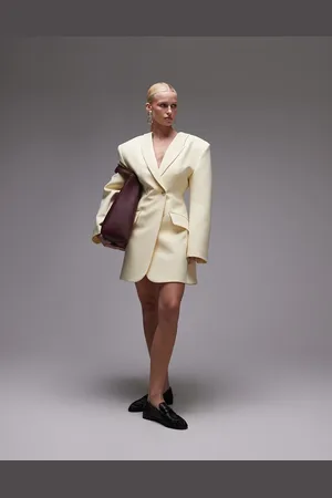 ASOS Sculpted blazer dress in buttermilk