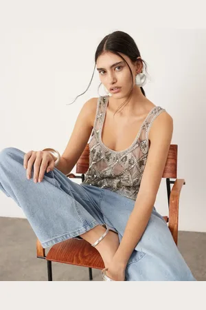 ASOS Geo embellished cut work vest top in