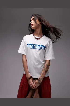 Topshop Graphic Santorini oversized tee in