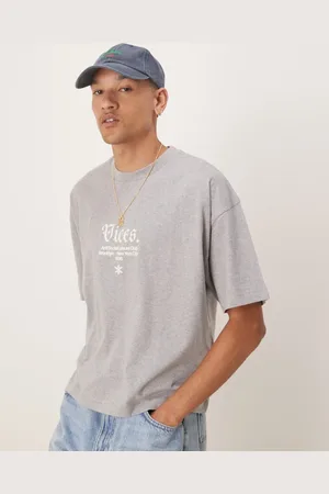 ASOS Boxy t-shirt with gothic text graphic in marl
