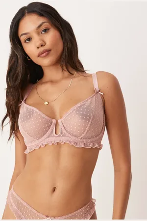 ASOS Fuller Bust Jessie spot embroidery frill underwired bra in dusty pink