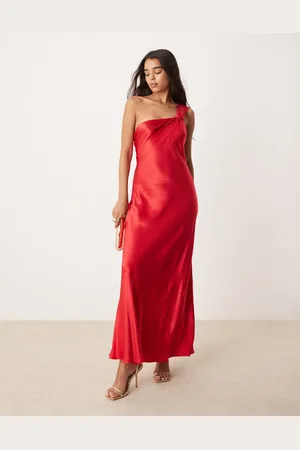 EVER NEW Off shoulder satin midaxi dress in