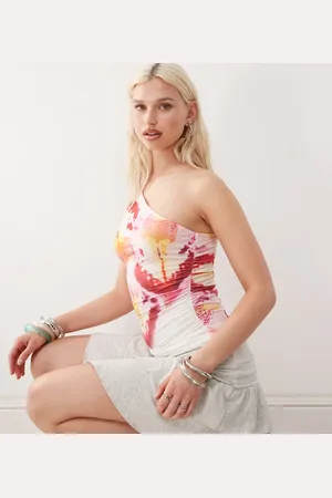 COLLUSION One shoulder pink orchid top