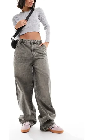 Pull&Bear Low rise oversized baggy jean in washed grey