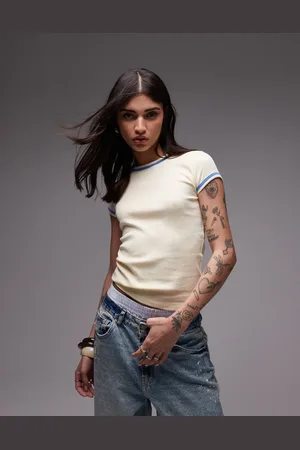 Topshop Contrast everyday tee in buttermilk
