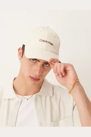 Calvin Klein Embroidered denim logo cap in cream