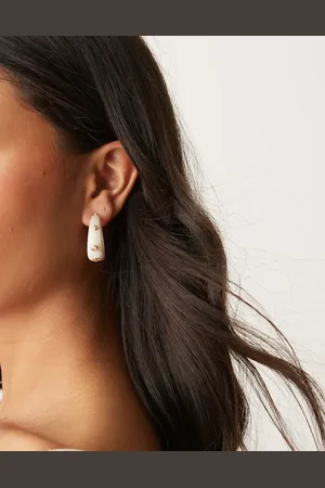 Orelia Charm embellished resin hoop earrings in neutral