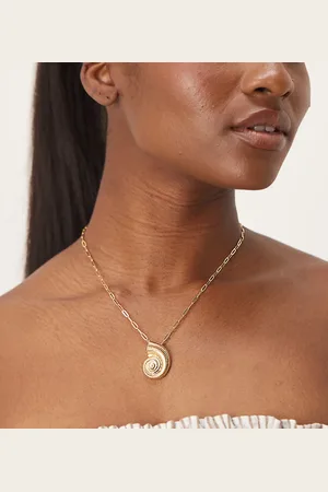 Orelia Plated statement shell necklace with pearl in pale