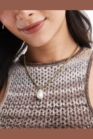 petit moments Cumeira stainless steel necklace with pearl pendant