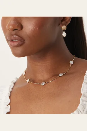Orelia Plated pearl necklace in pale