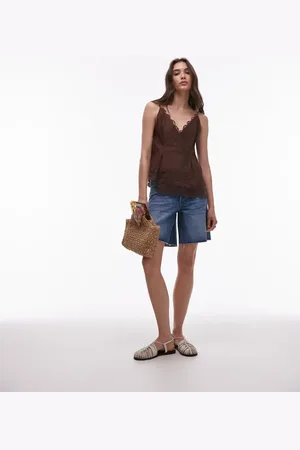 Topshop Denim loose fit jort in mid