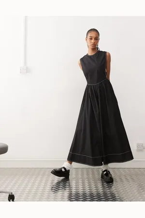 COLLUSION Cotton midi dress with open side in