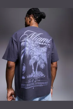 ASOS Oversized t-shirt with palm tree graphic in charcoal