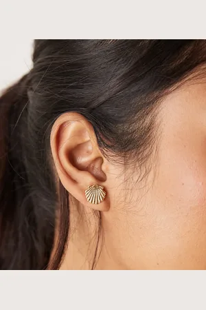Orelia Plated shell stud earrings in pale