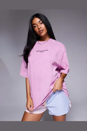 ASOS Weekend Collective Icon oversized t-shirt with bold font back graphic in washed lilac