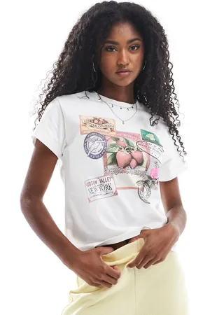 Bershka Cropped baby tee with fruit print in