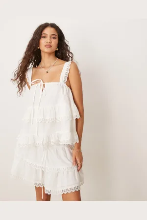 ASOS Tiered cami top with lace trim in
