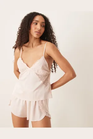Abercrombie & Fitch Nightwear satin lace trim cami top in co-ord