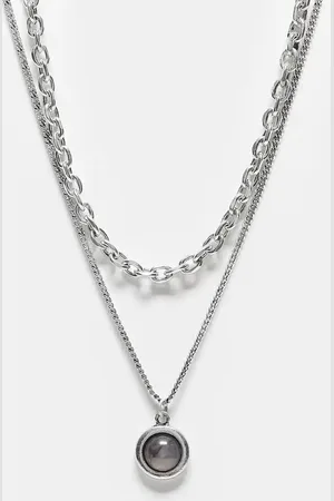 Reclaimed Unisex 2 row necklace with stone in
