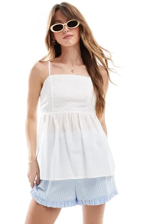 Brave Soul Strapless floaty top in broderie