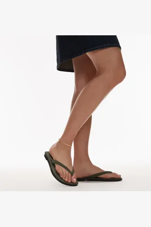 Topshop Jay suede toe thong flat sandal in khaki