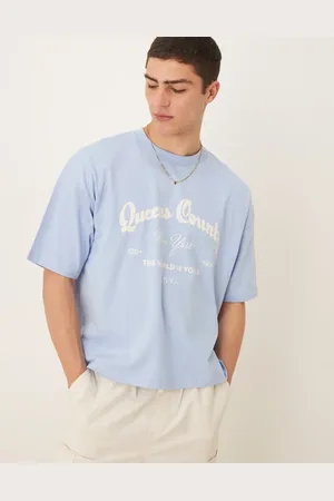 ASOS Boxy oversized t-shirt with city embroidery in light