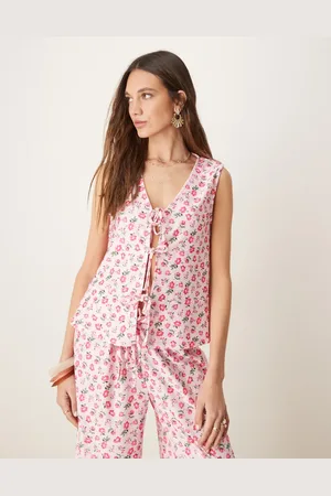 ASOS Tie front frilly waistcoat co-ord in ditsy floral