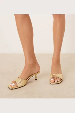 ASOS Wide Fit Hyped kitten heeled mules in