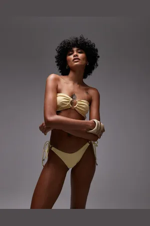 Topshop Thailand thong bikini bottoms in buttermilk