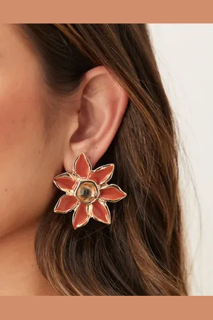 ASOS Large stud flower earrings in and gold tone
