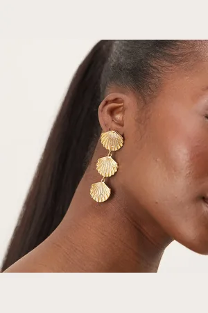 Orelia Plated statement shell drop earrings in pale