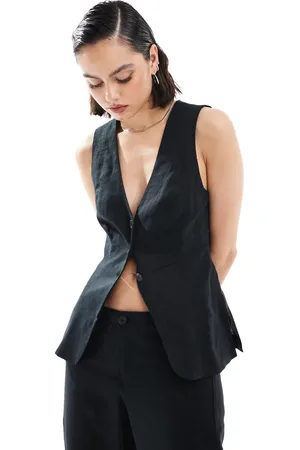 Bershka Longline linen waistcoat in