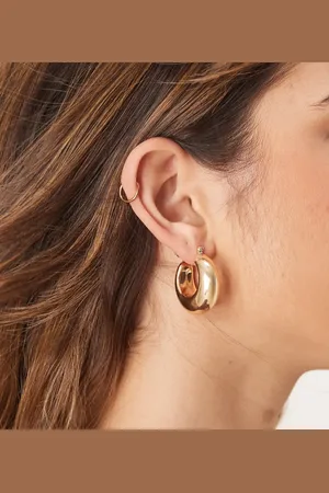 DesignB London Classic chunky hoop earrings in