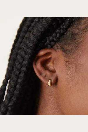 Orelia Textured tapered hoop earrings in 18k plated