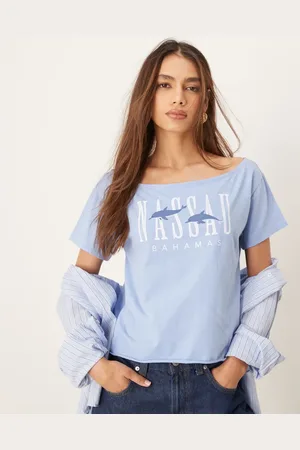 Hollister Slash neck t-shirt with Nassau print in