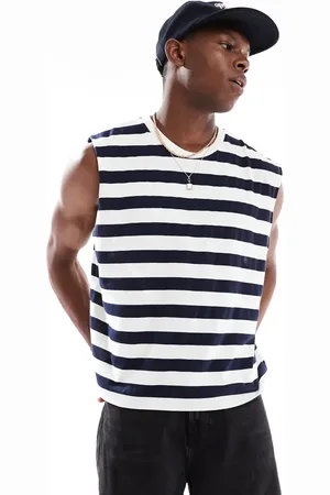 ASOS Oversized boxy striped tank in navy and white