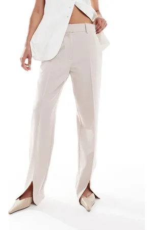 ASOS Tailored straight leg trouser with split hem in taupe