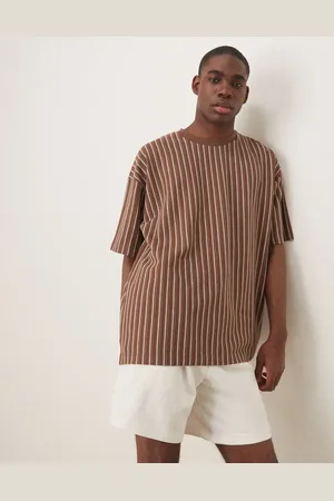 ASOS Oversized t-shirt in brown textured stripe