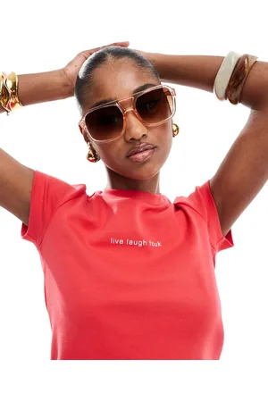AJ Morgan York aviator sunglasses in clear with brown lens