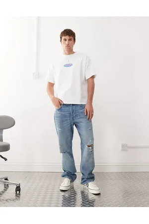 Weekday Space straight leg distressed jeans in