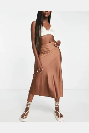 Monki Satin maxi skirt in plum