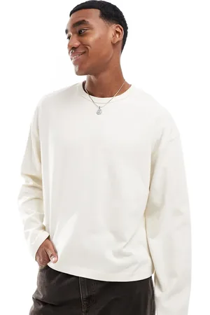 ASOS Heavyweight oversized boxy long sleeve t-shirt 240gsm in cream