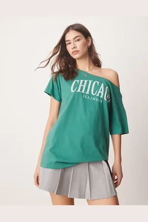 Hollister Slash neck t-shirt with Chicago print in