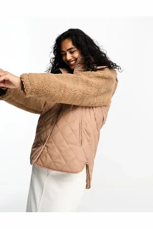 In wear InWear Citoria padded and borg hooded jacket in camel