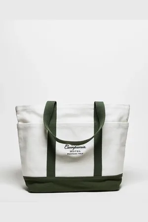 Abercrombie & Fitch Motif detail tote bag with contrast straps in beige