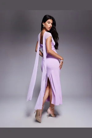 ASOS Sheer overlay midi dress in lilac
